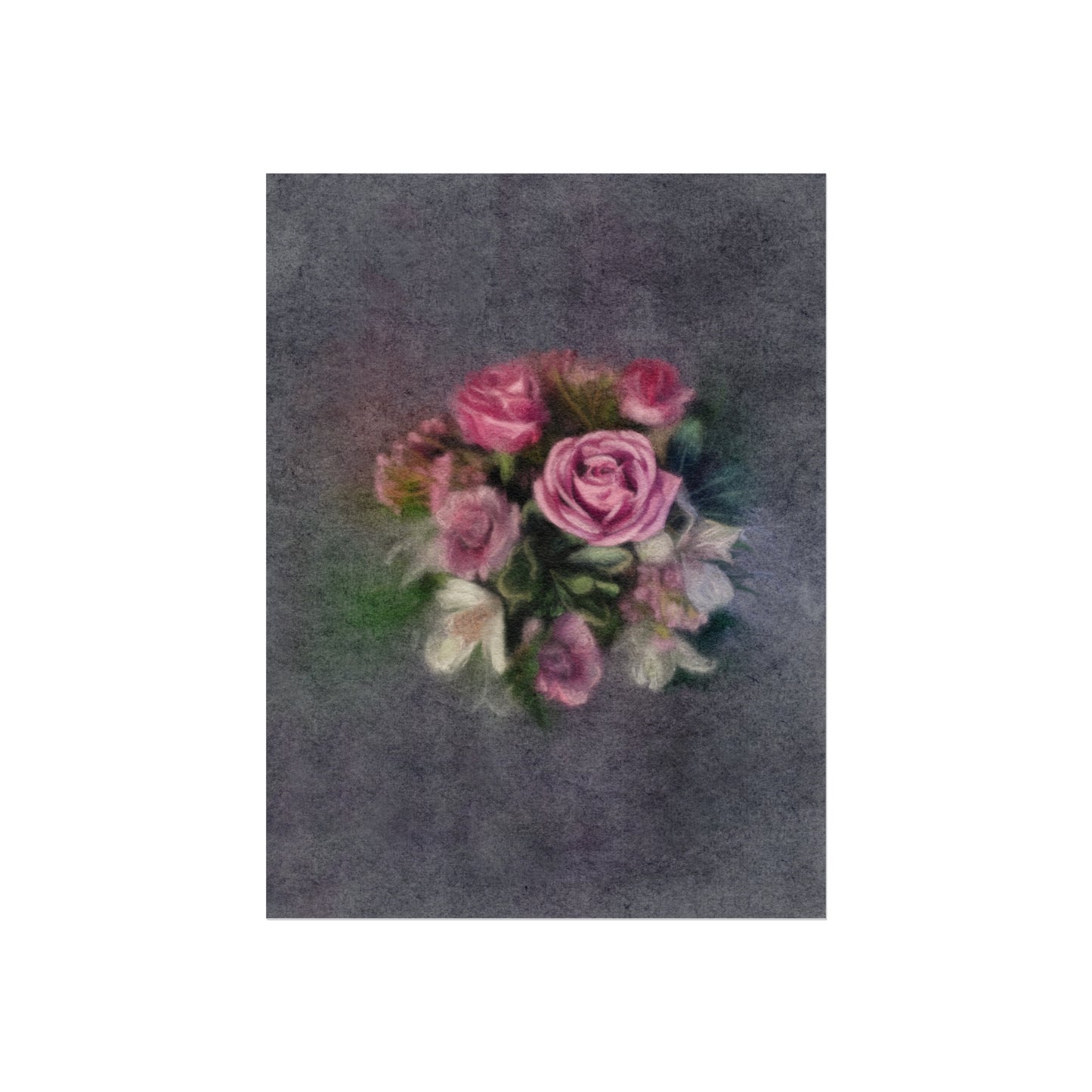 Rose Reverie: Ethereal Floral Fine Art Poster - Dark (unframed)