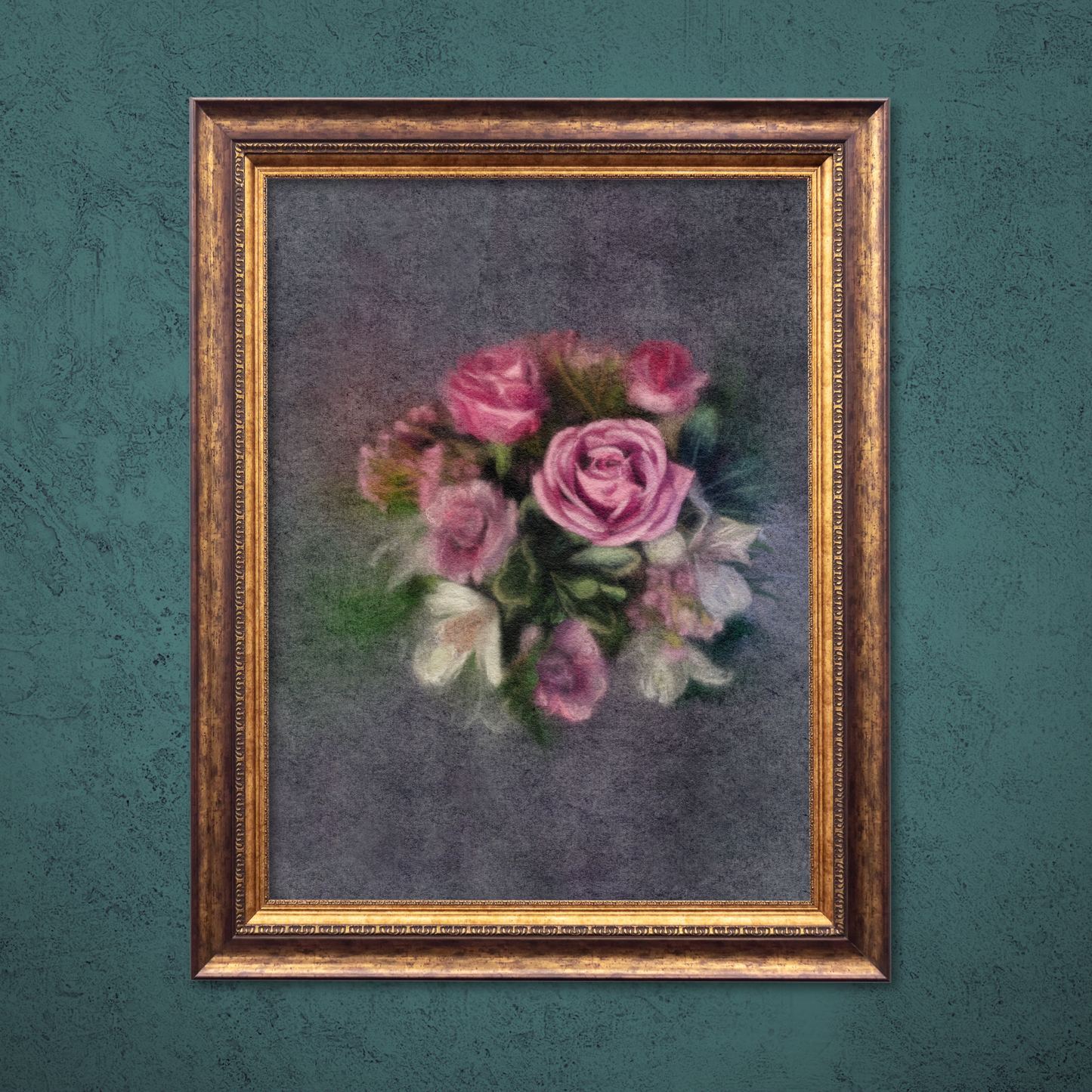 Rose Reverie: Ethereal Floral Fine Art Poster - Dark (unframed)