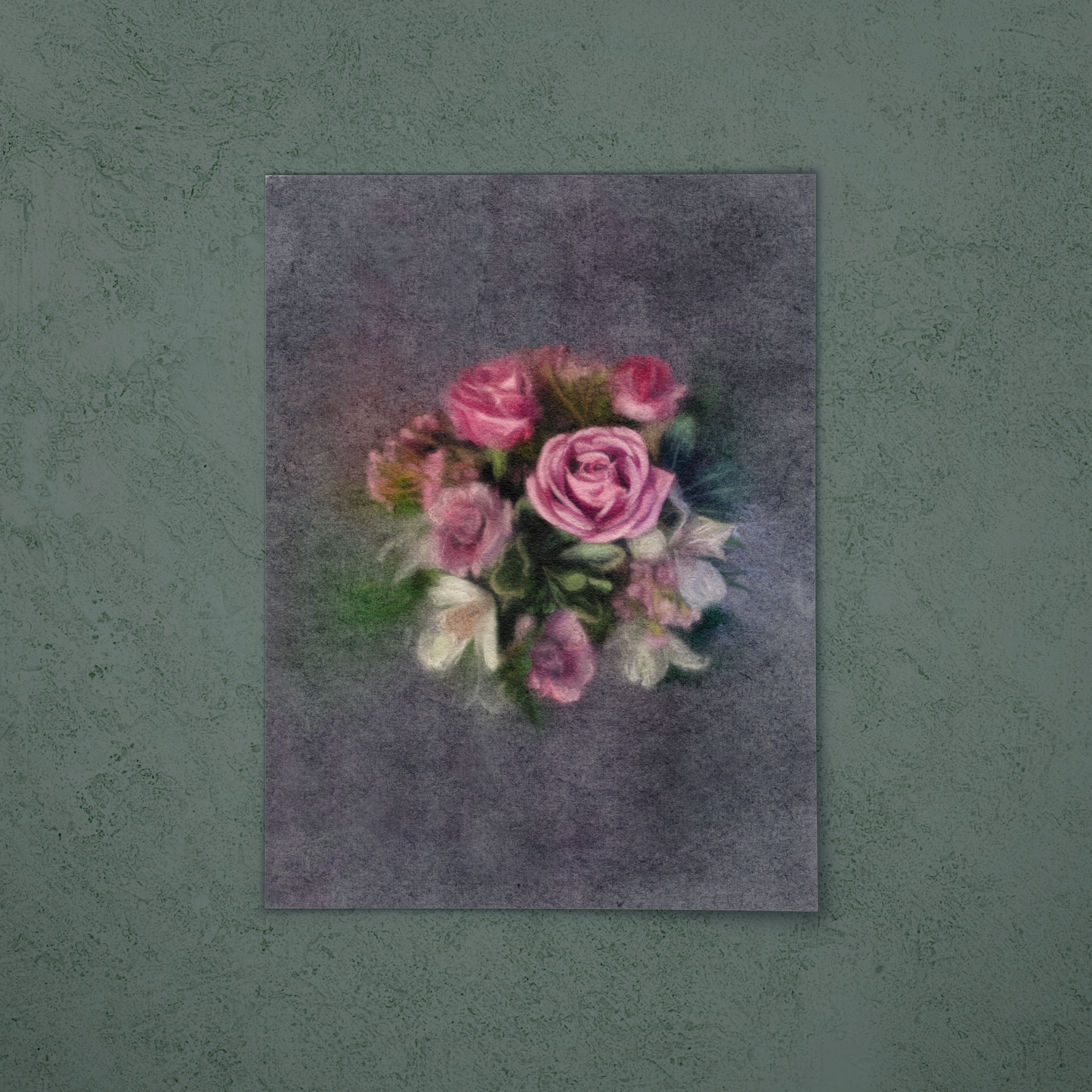 Rose Reverie: Ethereal Floral Fine Art Poster - Dark (unframed)