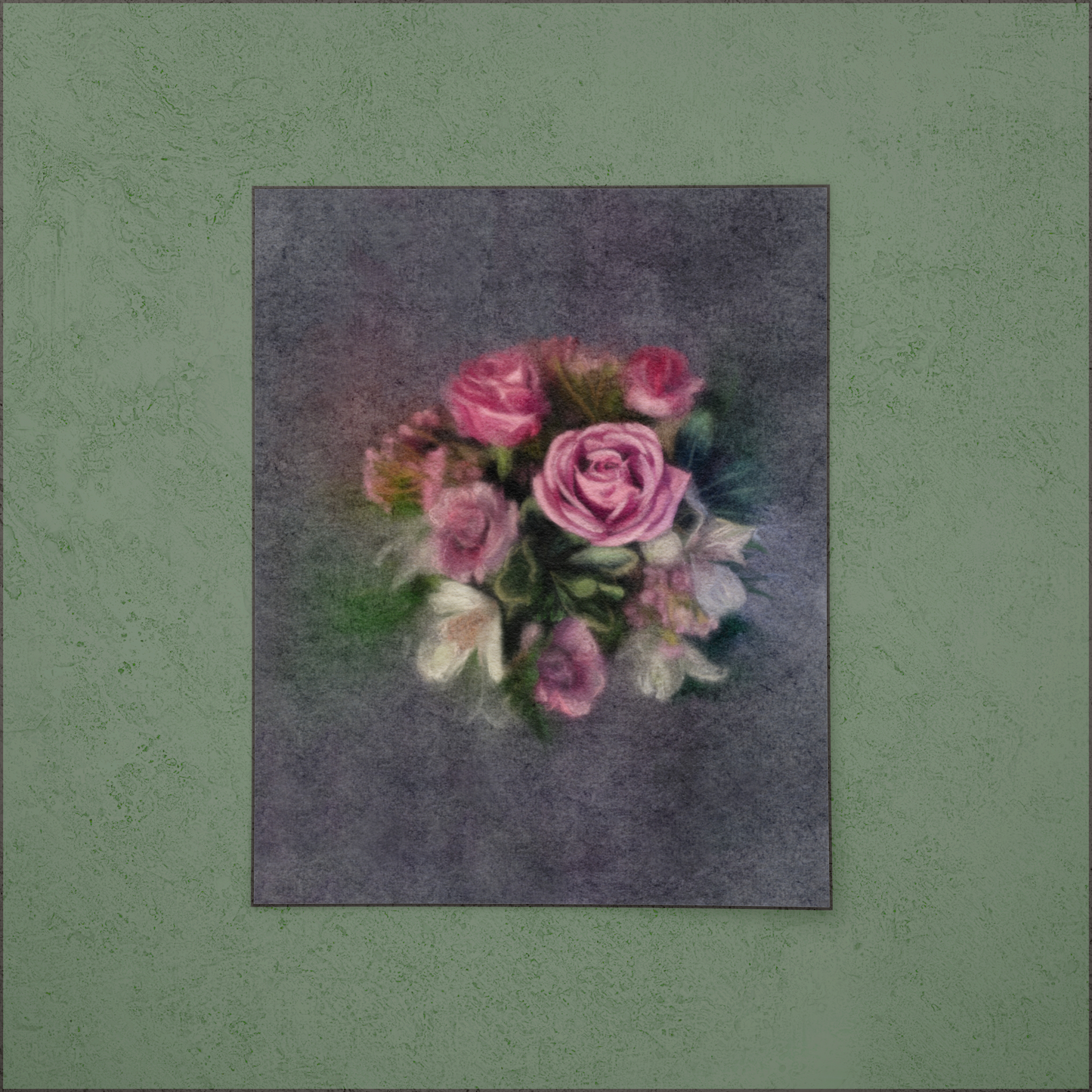 Rose Reverie: Ethereal Floral Fine Art Poster - Dark (unframed)